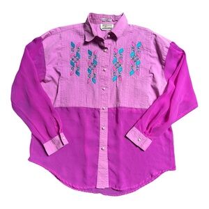 Vintage 90s Tillman purple Aztec SW mesh panel button down Size large